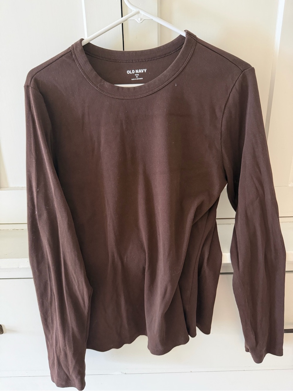 Old Navy Brown Long-Sleeve Ribbed Tee